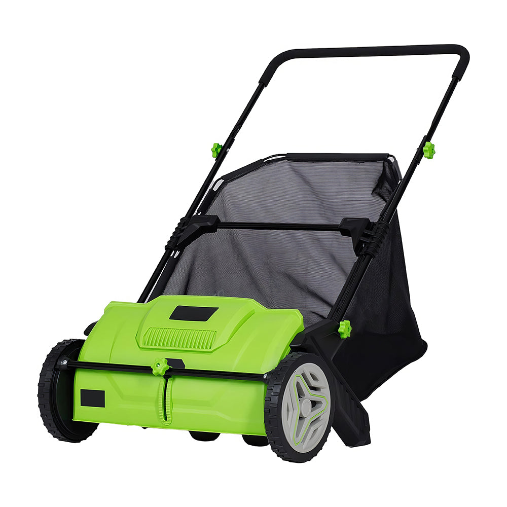 26" Manual Push Lawn Sweeper with 3.5 ft³ Hopper Bag, Green