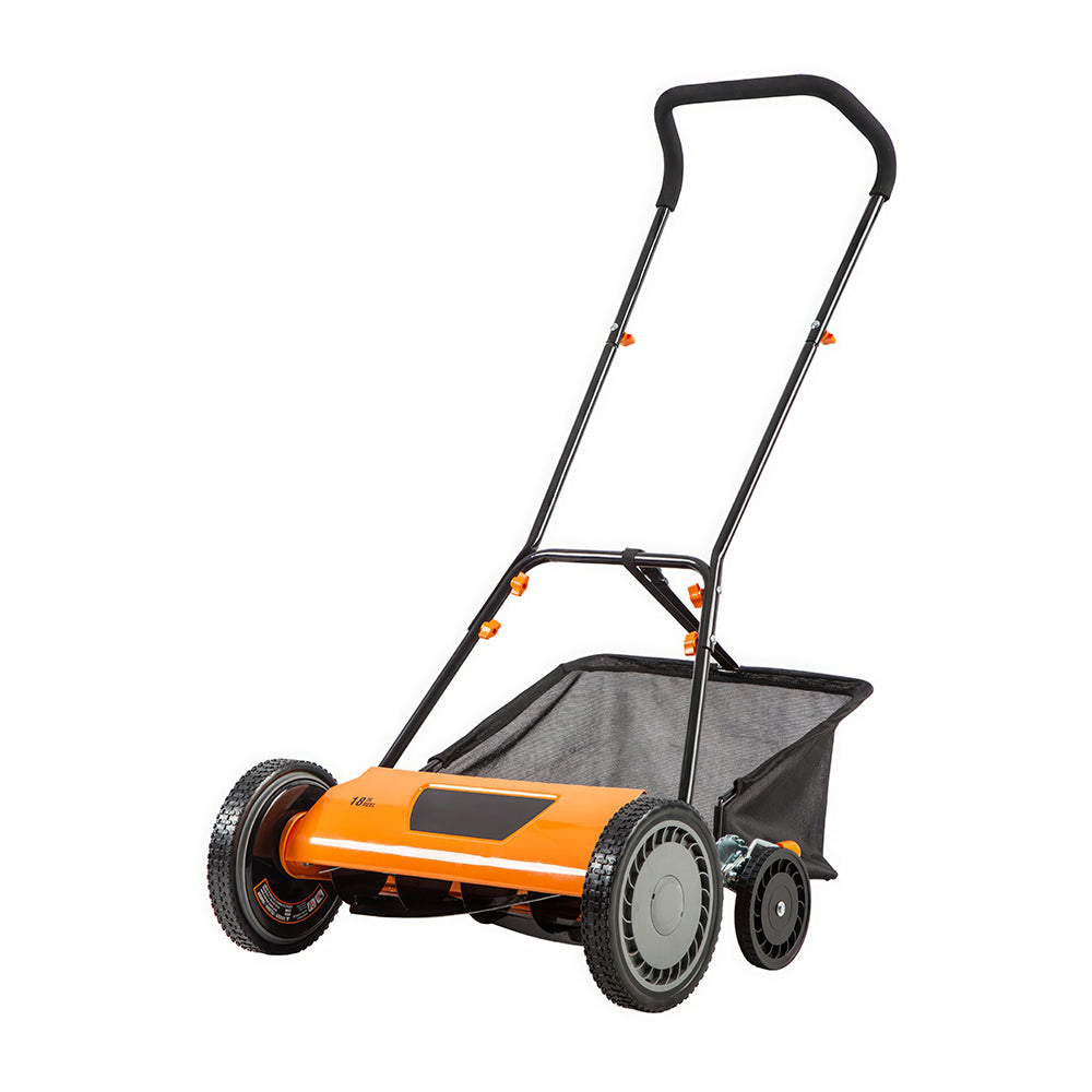 18" 5-Blade Push Reel Lawn Mower with 9 Height Settings & Bag