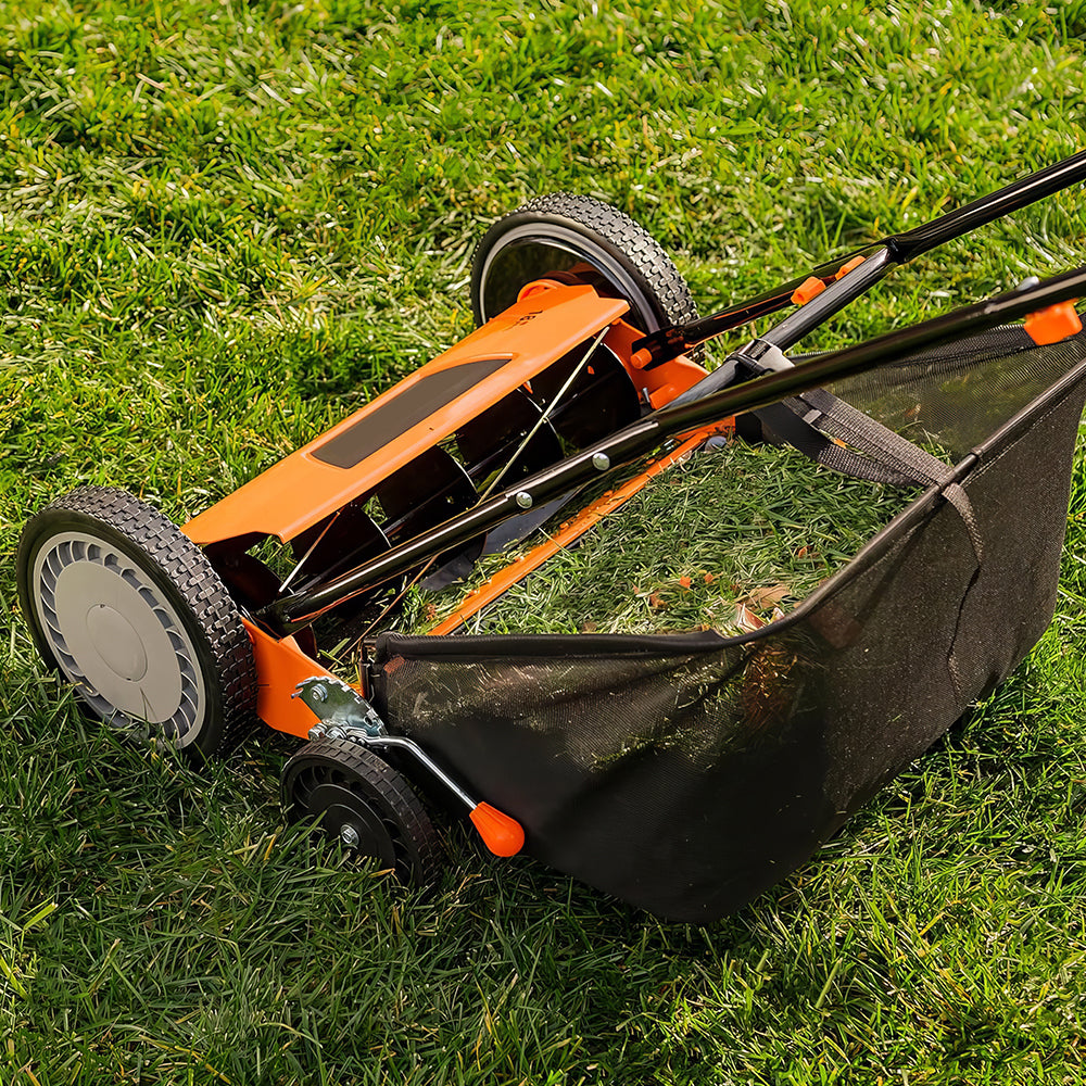 18" 5-Blade Push Reel Lawn Mower with 9 Height Settings & Bag