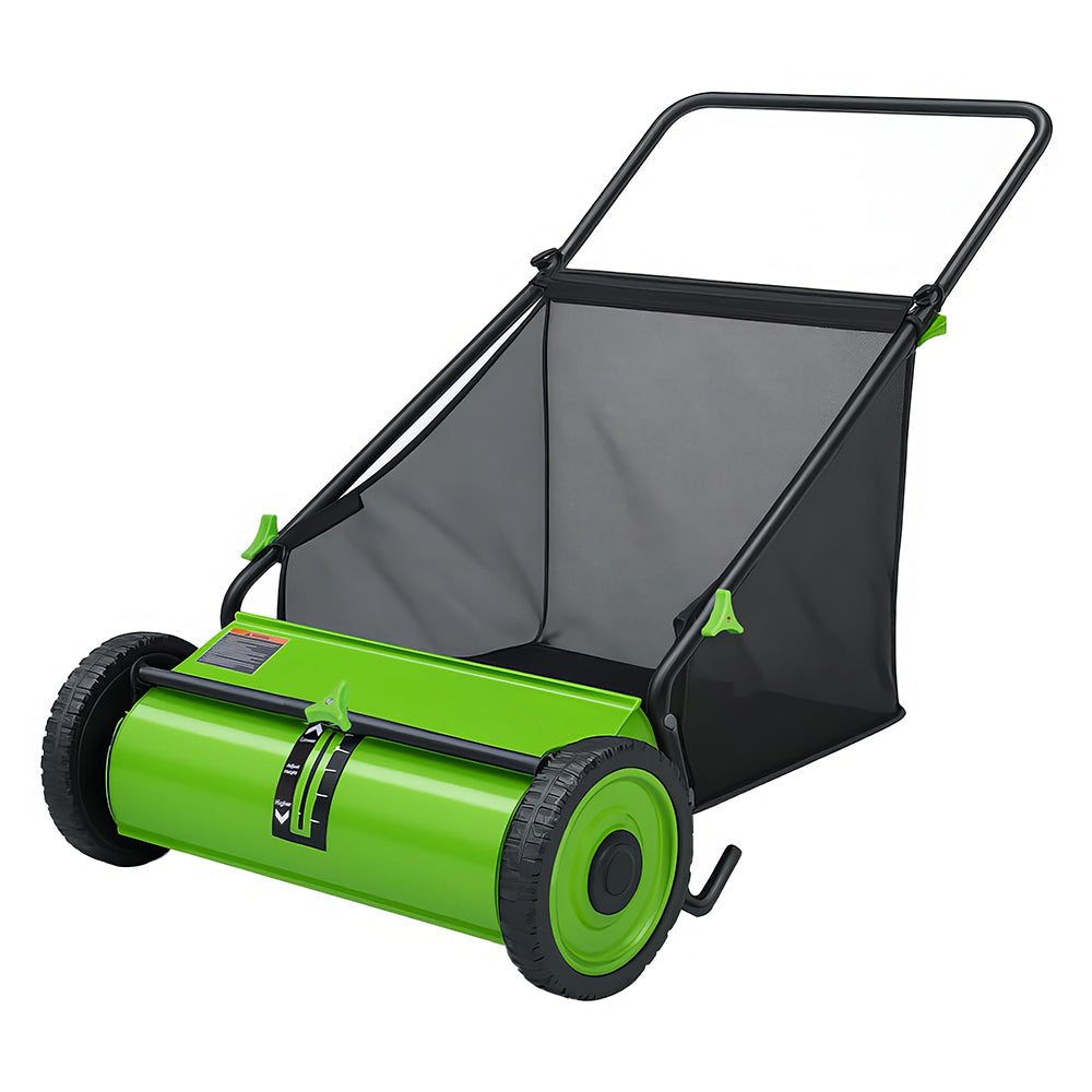 26" Manual Push Lawn Sweeper with 3.5 ft³ Hopper Bag, Green