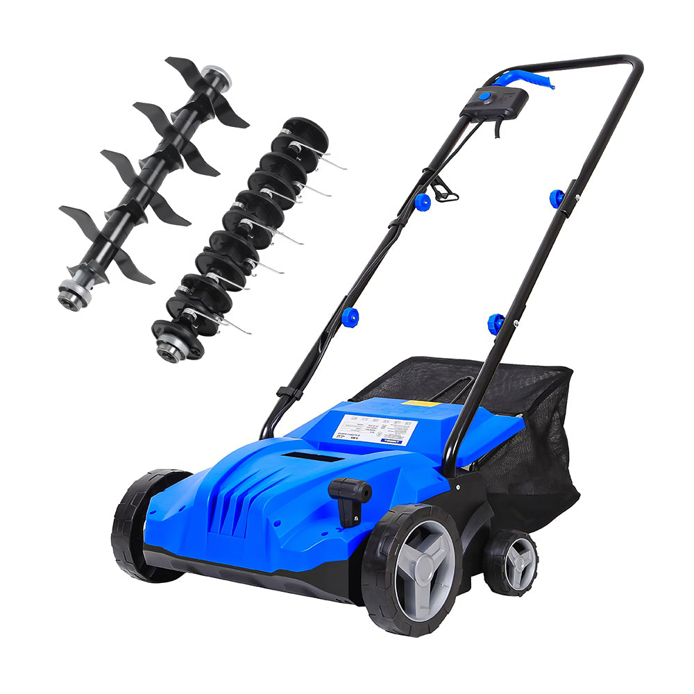 13" Electric Lawn Dethatcher & Scarifier with 8-Gal Thatch Bag