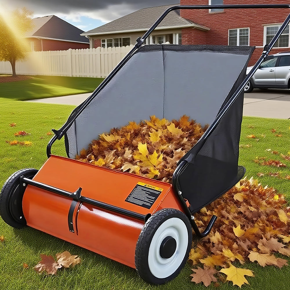 26" Push Lawn Sweeper with 7 Cu. Ft. Hopper & Adjustable Height