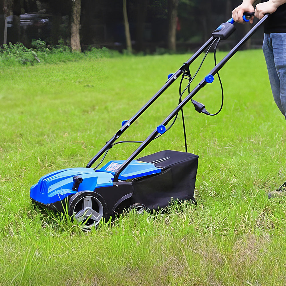 13" Electric Lawn Dethatcher & Scarifier with 8-Gal Thatch Bag