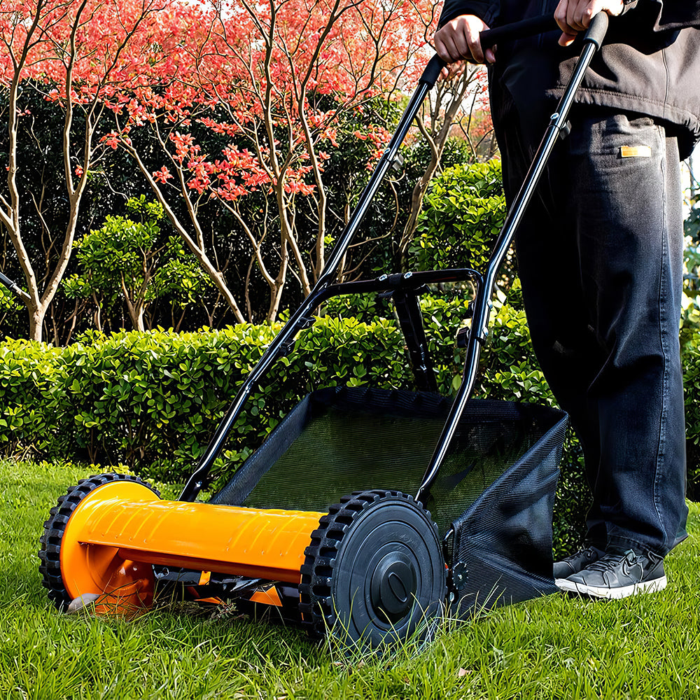 16" 5-Blade Push Reel Lawn Mower with 7.9-Gallon Grass Catcher