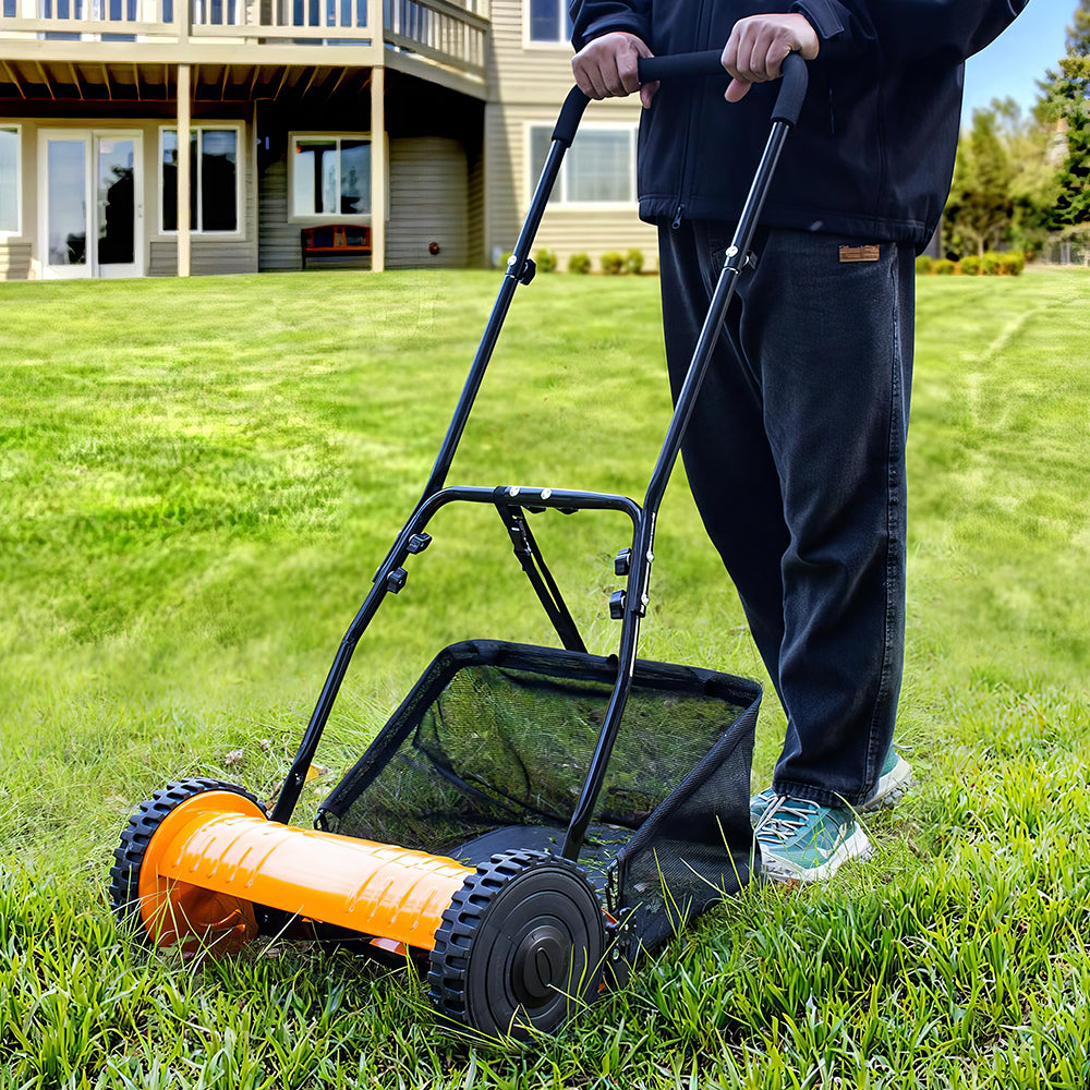 16" 5-Blade Push Reel Lawn Mower with 7.9-Gallon Grass Catcher