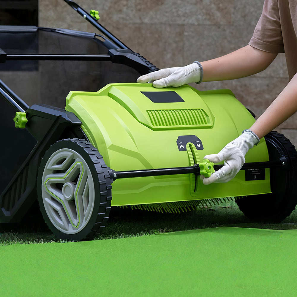 26" Manual Push Lawn Sweeper with 3.5 ft³ Hopper Bag, Green