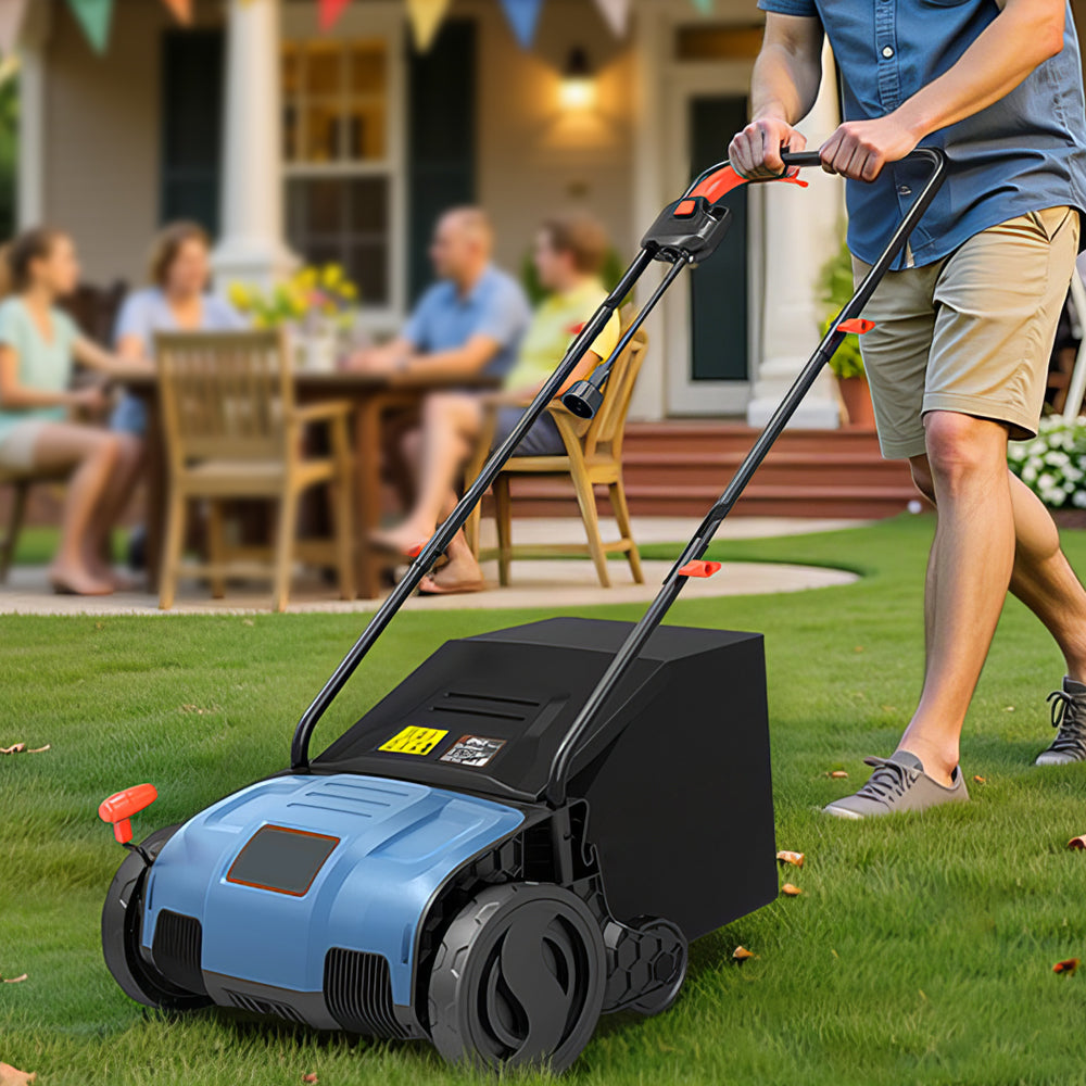 13" 12-Amp Electric Dethatcher & Scarifier with 8-Gal Collection Bag